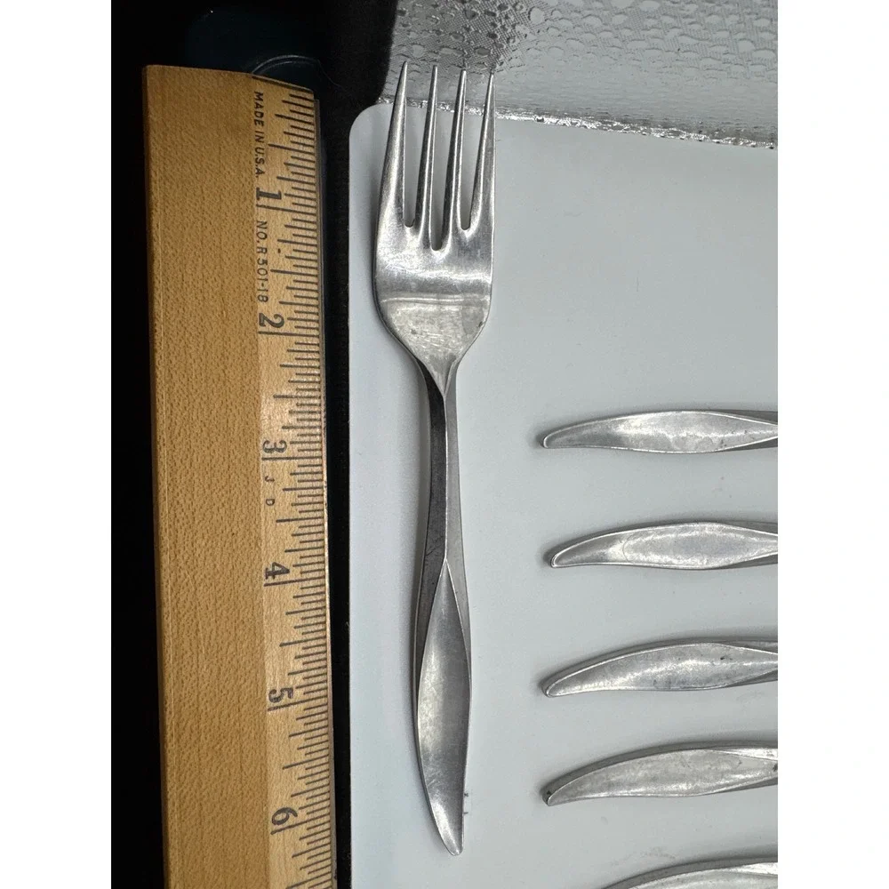 Nasco Montego Stainless Salad Forks Set of 7 Japan MCM Flatware 6.25 inch